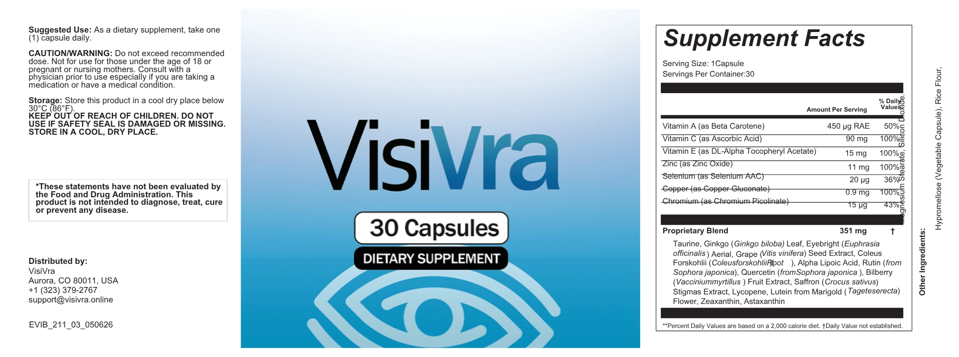 Visivra Supplement Facts